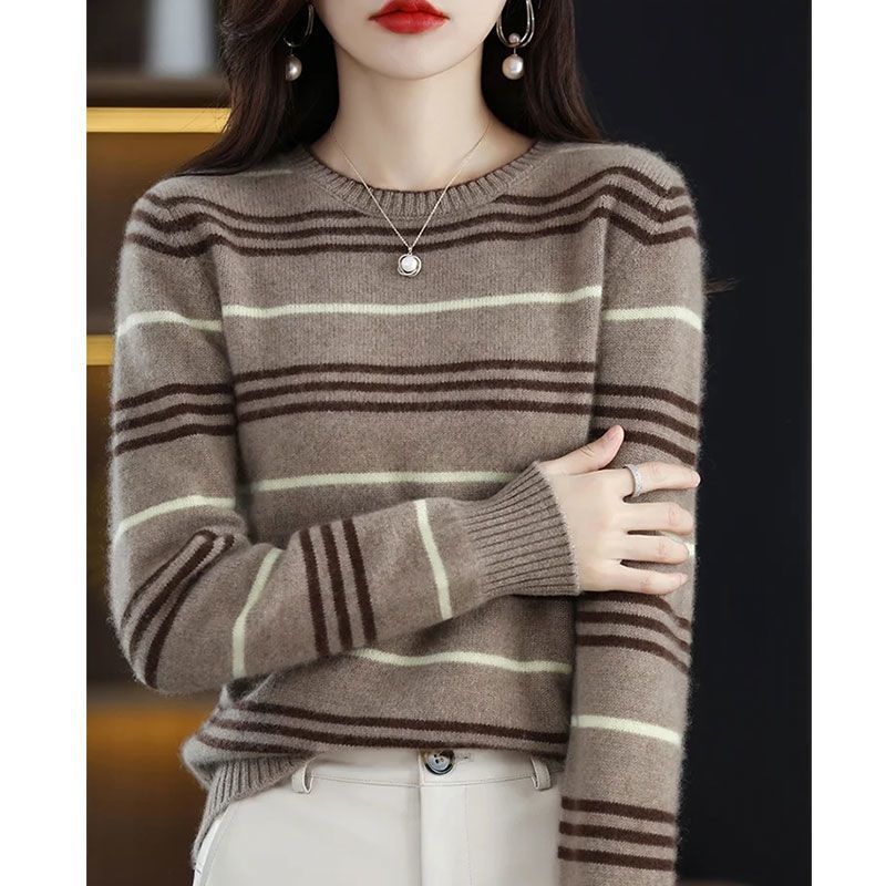 Damen moderner und gemütlicher Streifenpullover Drune