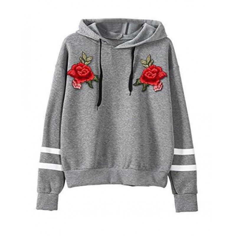 Damen Sweatshirt mit hochqualitativen Rosenstickereien Drune