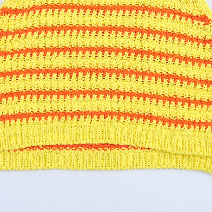 Femme Gestricktes Ärmelloses Cropped Top mit Streifenmuster Drune