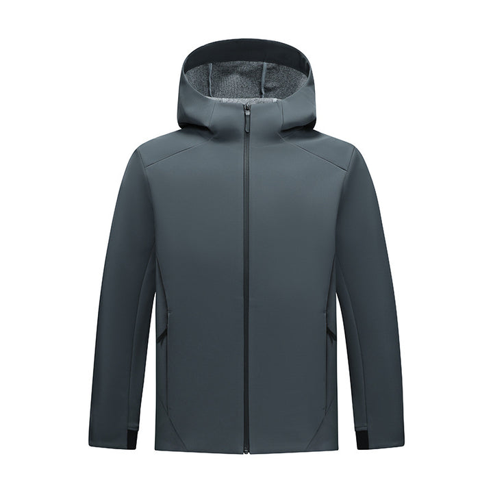Damen Softshell-Jacke mit Kapuze, taillierte und winddichte Outdoorjacke Drune