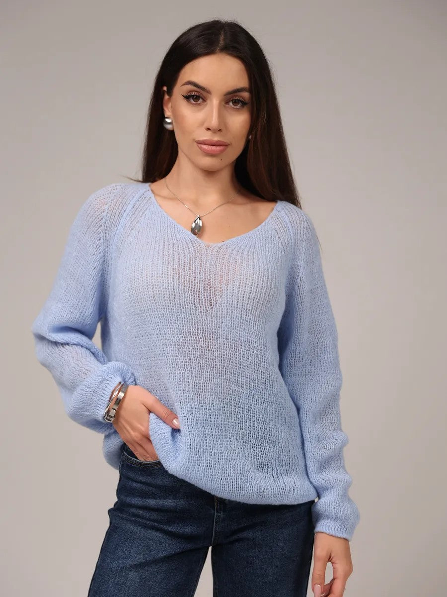 Damen Grober Strickpullover mit lässigem Schnitt und luftiger Textur Drune