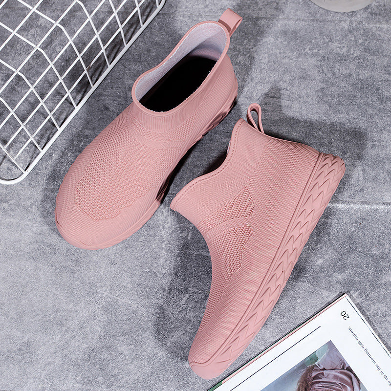 Damen Elastischer Strick-Slip-On Ankle-Sneaker mit Profilsohle Drune
