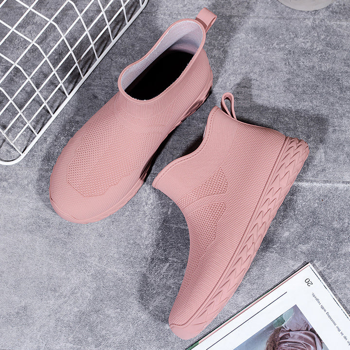 Damen Elastischer Strick-Slip-On Ankle-Sneaker mit Profilsohle Drune