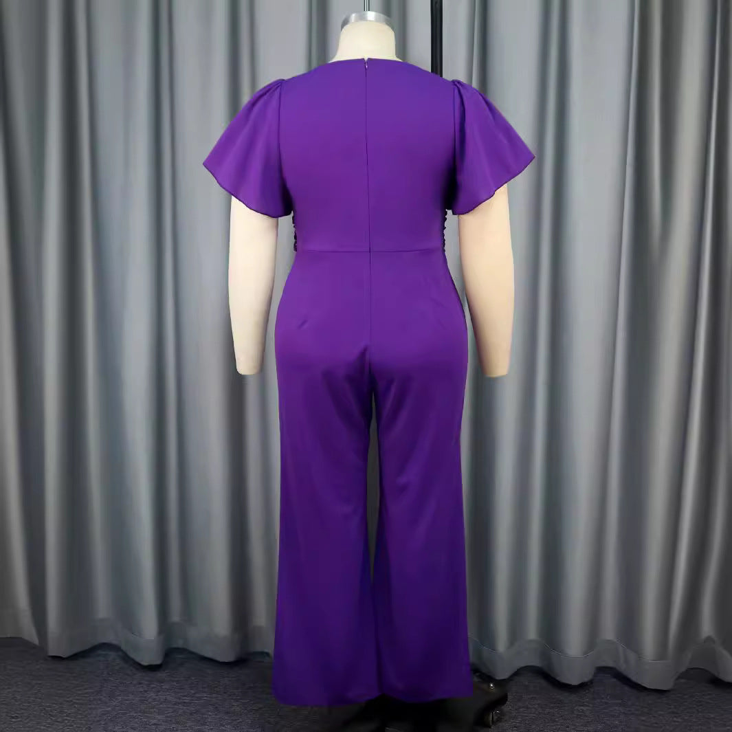 Damen Eleganter Jumpsuit mit asymmetrischem Design und eleganter Schleifenapplikation Drune