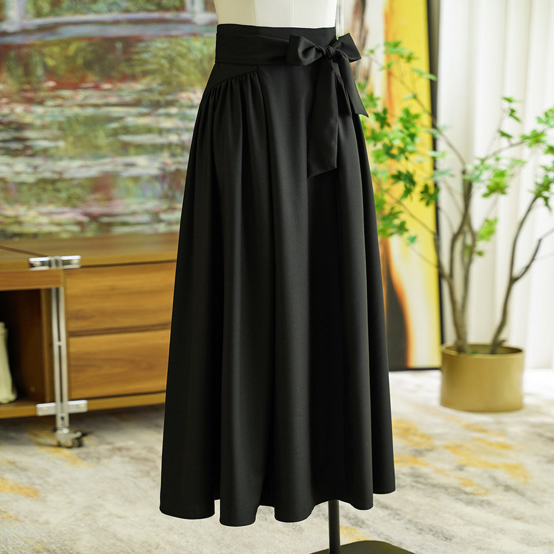 Damen Eleganter Maxirock mit Taillengürtel Drune