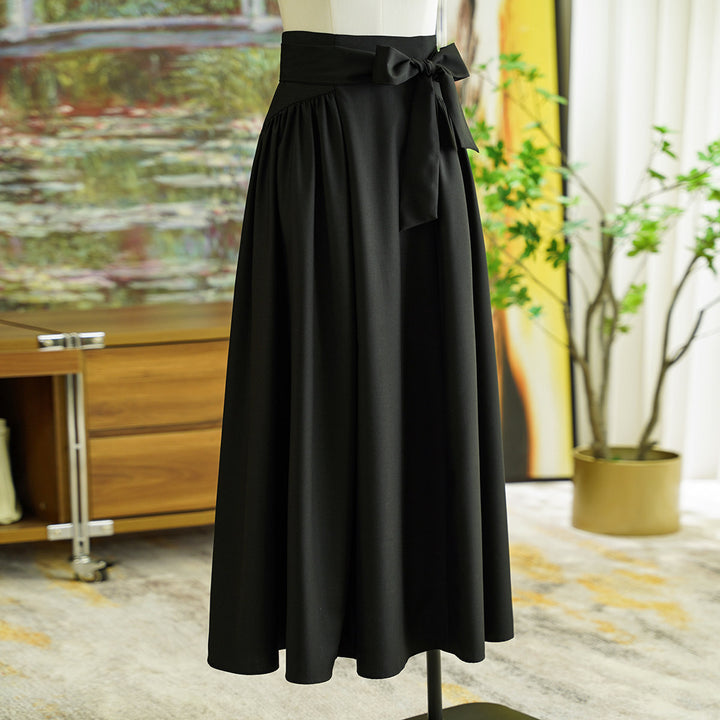 Damen Eleganter Maxirock mit Taillengürtel Drune