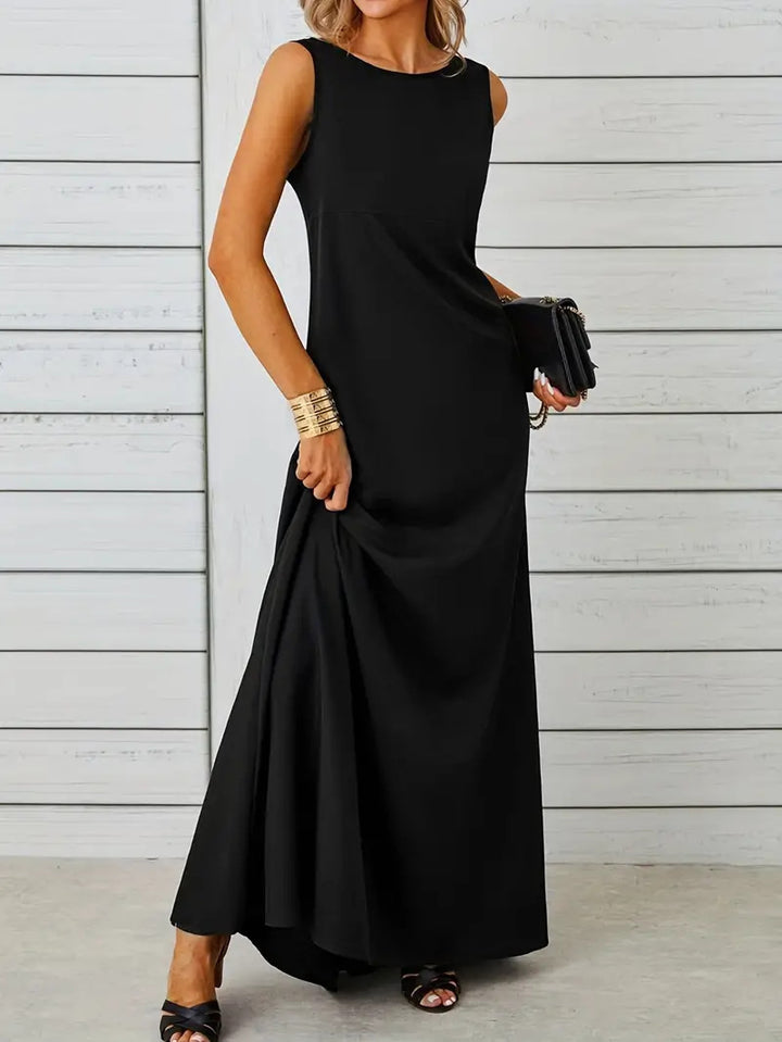 Damen elegantes Maxikleid mit schwingendem Saum und klassischem Schnitt Drune