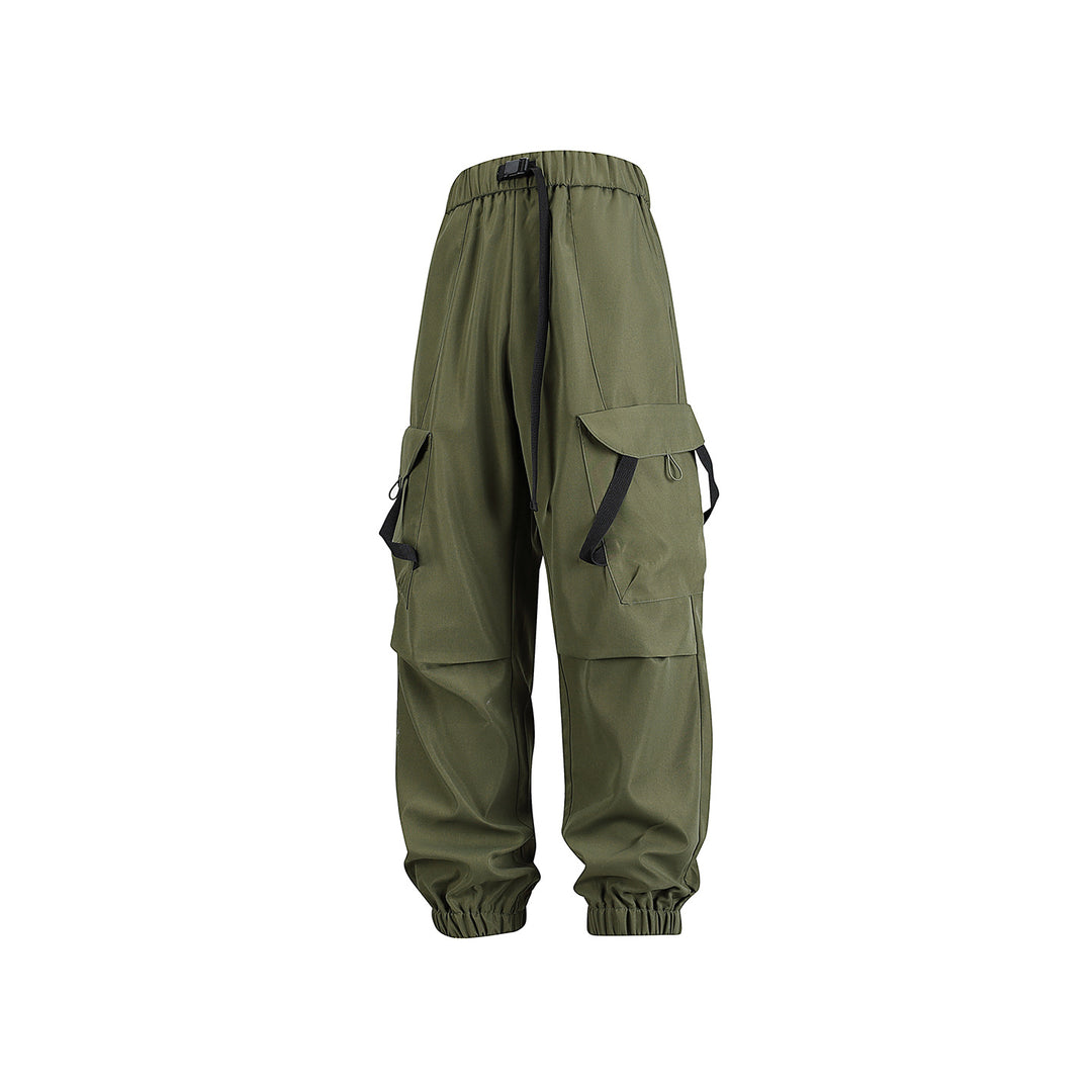 Herren Utility-Cargohose im Joggerstil mit Elastikbund, Klapp-Taschen und verstellbaren Riemen Drune