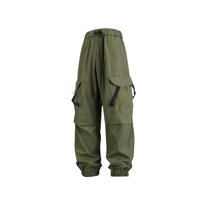 Herren Utility-Cargohose im Joggerstil mit Elastikbund, Klapp-Taschen und verstellbaren Riemen Drune