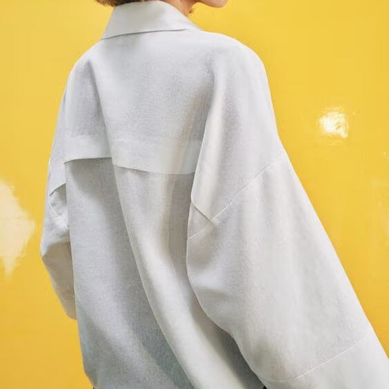 Damen Cropped Oversize‑Hemdjacke mit Kimonoärmeln und Dekoknöpfen Drune