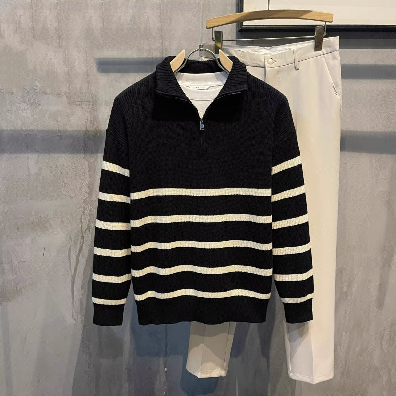Herren Modischer Strickpullover mit Stehkragen Drune