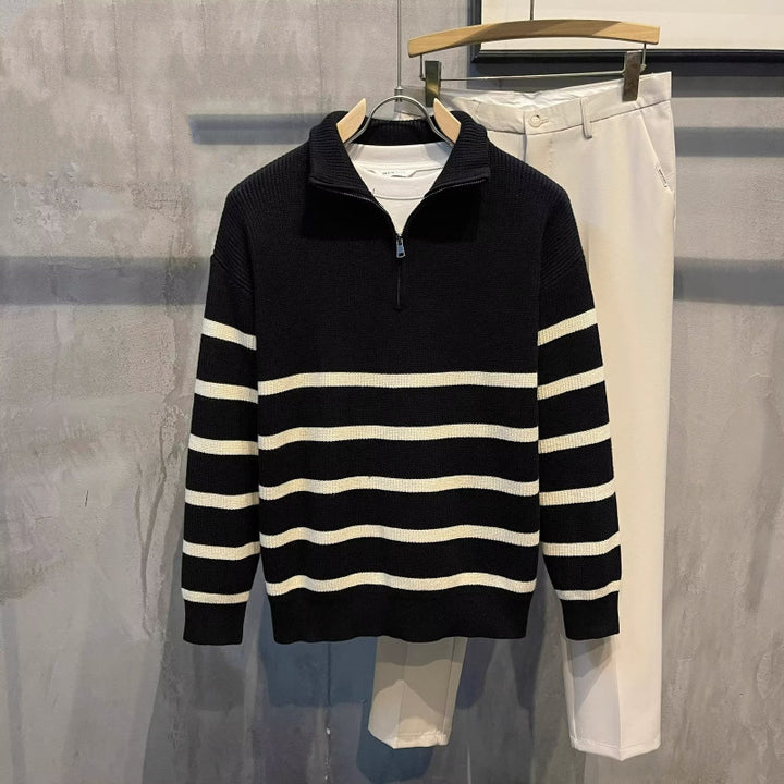 Herren Modischer Strickpullover mit Stehkragen Drune