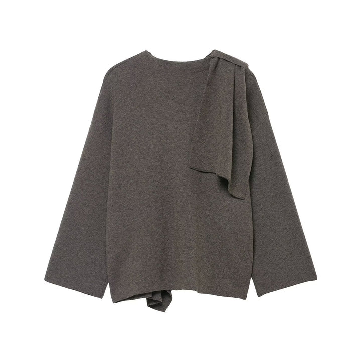 Damen Drapierter Oversize-Cardigan mit Kapuzenkragen und weitem Ärmel Drune