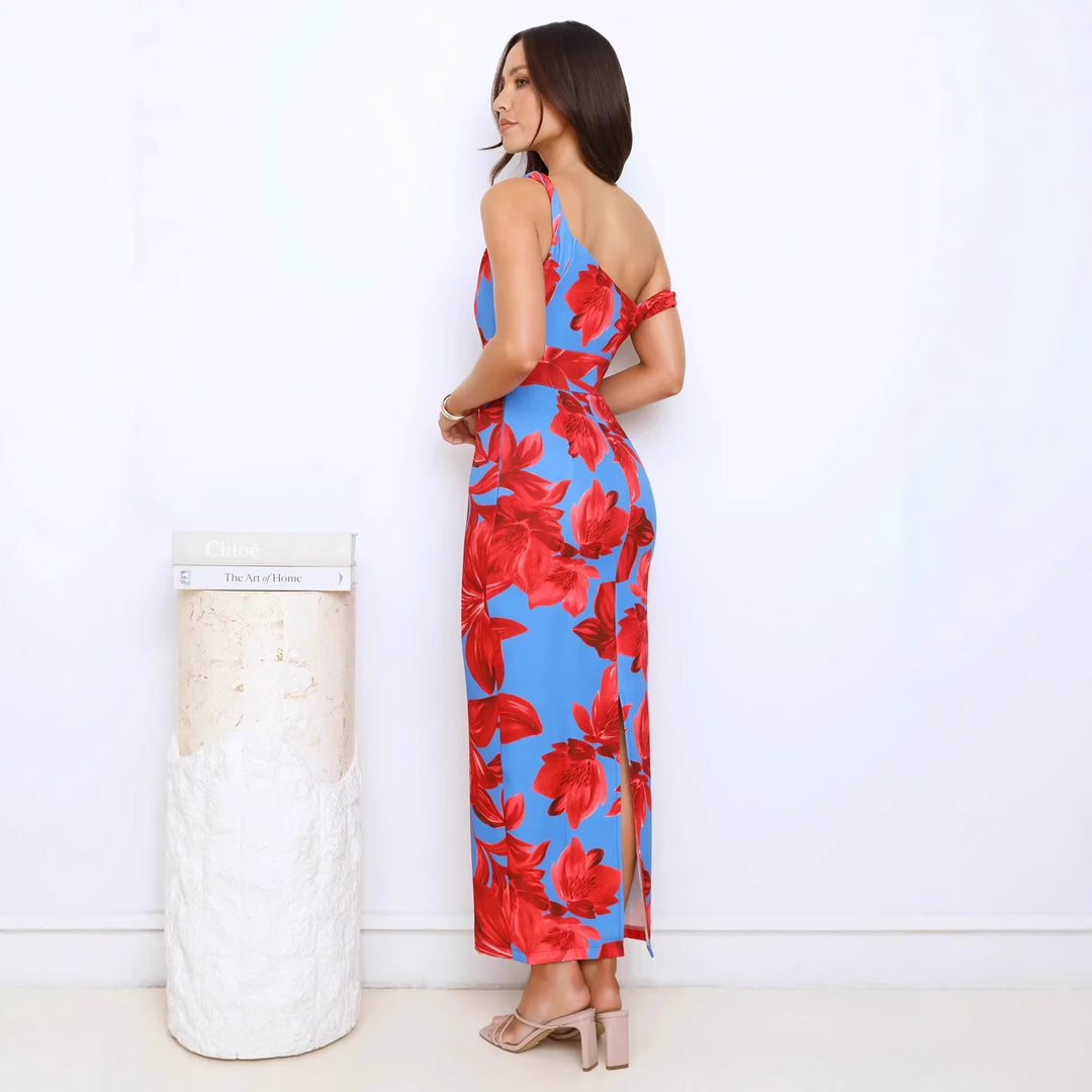 Damen Maxikleid mit einzigartigem floralem Design und verstellbaren Trägern Drune
