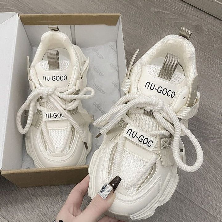 Damen Sportliche Chunky Sneakers mit atmungsaktiver Mesh-Oberfläche und innovativem Schnürsystem Drune