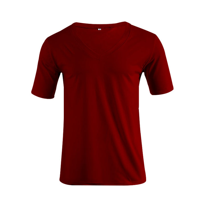 Herren nan V-Ausschnitt T‑Shirt aus feinem Jersey mit schmaler Silhouette und flachen Nähten Drune