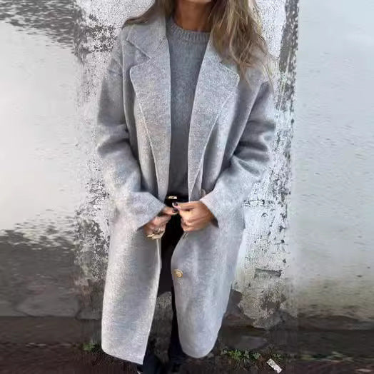 Damen Oversized Wollmantel mit eleganten Knopfdetails Drune