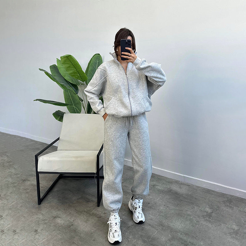 Damen lässiger Zweiteiler mit oversized Hoodie und Jogginghose Drune