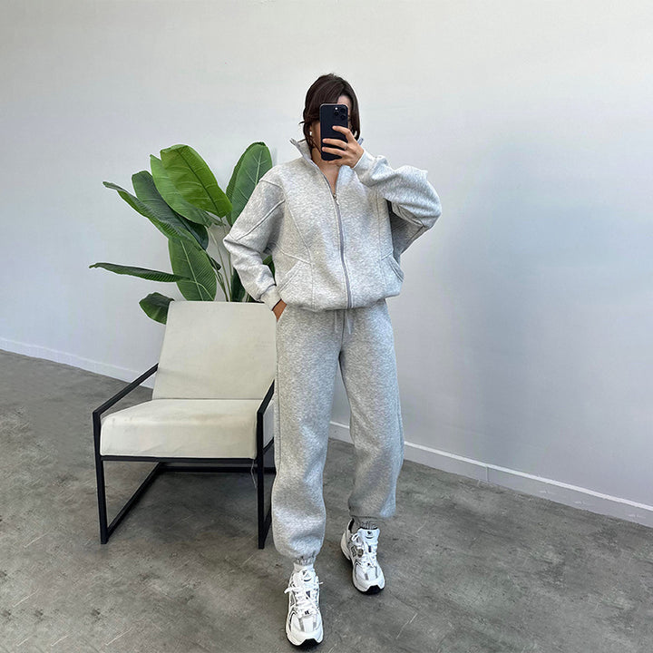 Damen lässiger Zweiteiler mit oversized Hoodie und Jogginghose Drune