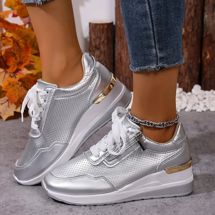 Damen Sneaker mit atmungsaktivem Obermaterial und seitlichem Reißverschluss Drune