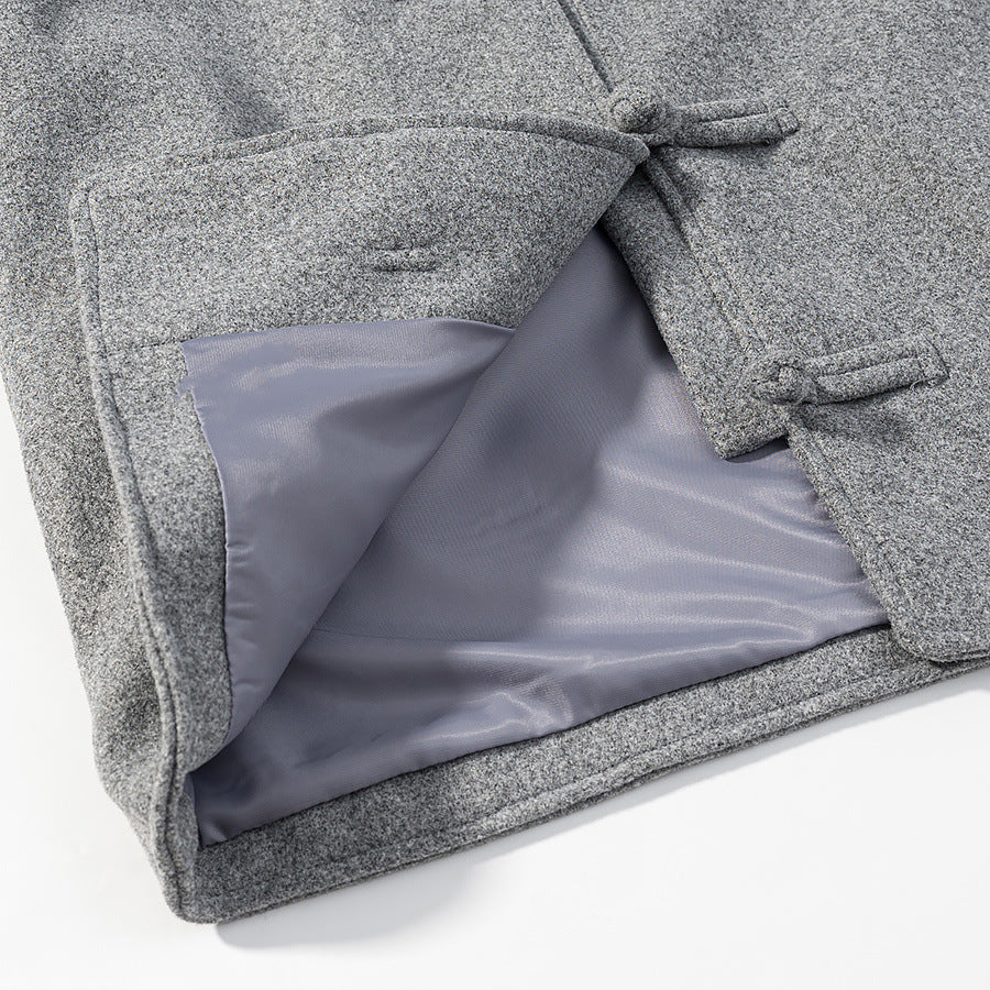 Damen Wolloptik-Kurzjacke mit Stehkragen und Knotenverschlüssen Drune