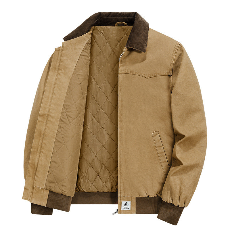Herren Modische Übergangsjacke mit samtigem Kragen Drune