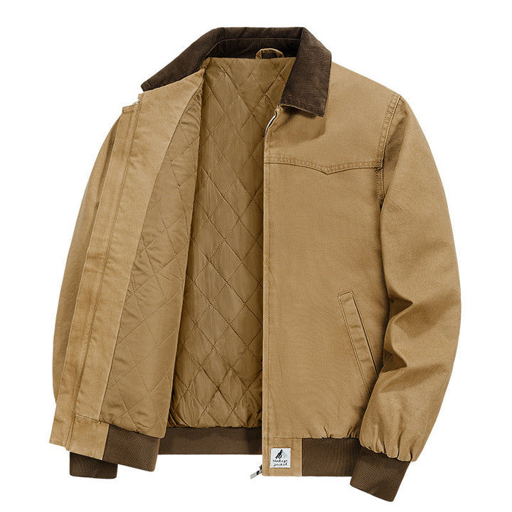 Herren Modische Übergangsjacke mit samtigem Kragen Drune