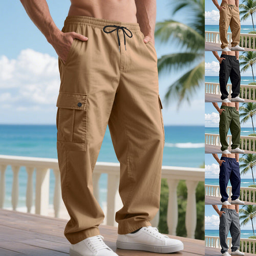 Herren Cargo-Freizeithose mit weitem Bein, elastischem Bund und Mehrfach-Pattentaschen Drune