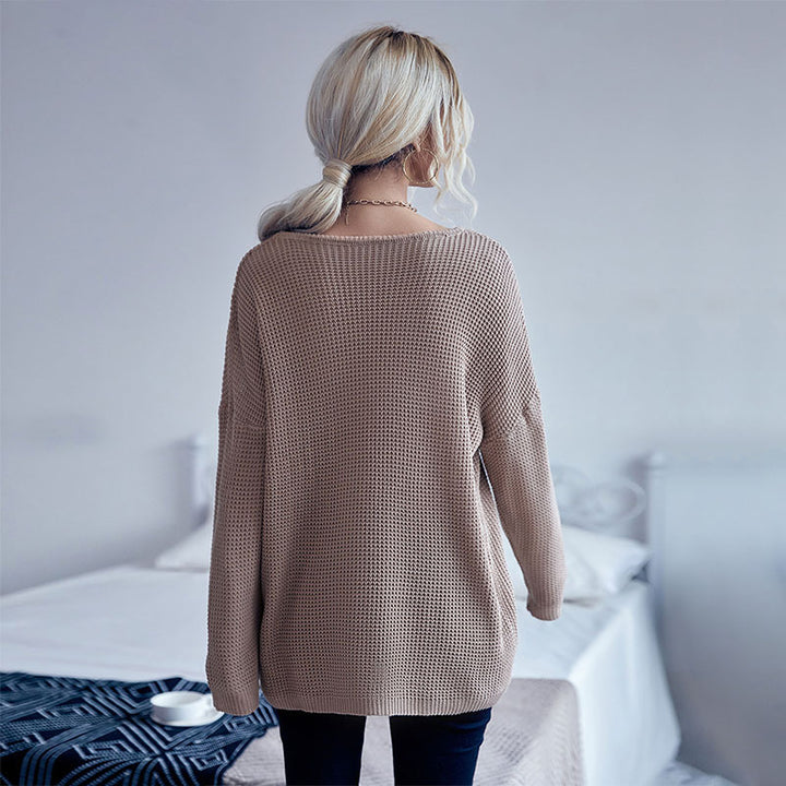 Damen Lässiger Strukturierter Pullover Drune
