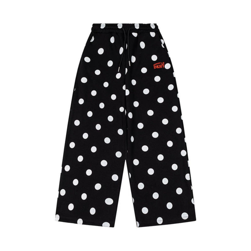 Damen Weite Culotte-Sweathose mit elastischem Komfortbund und Polka-Dot-Print Drune