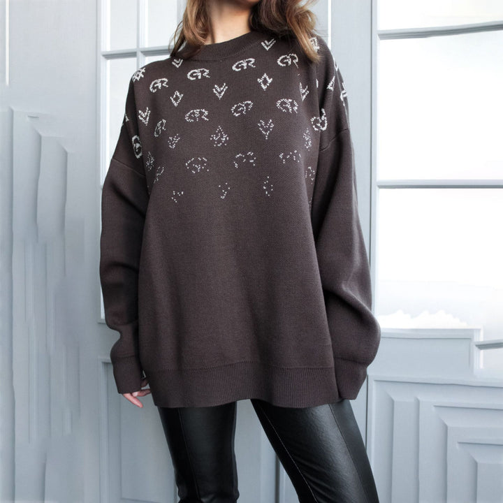 Damen Oversized Sweatshirt mit kreativem Schriftzug Drune