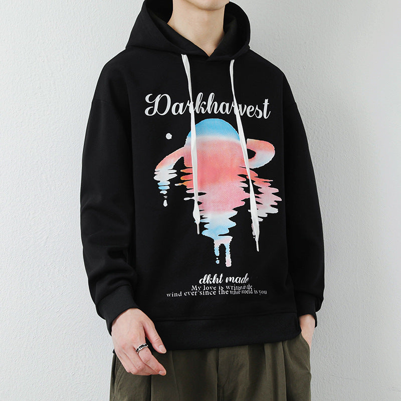 Herren Modischer Kapuzenpullover mit kreativen Grafikdruck Drune