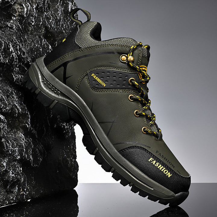 Herren knöchelhoher Outdoor‑Trekkingstiefel aus robustem Synthetik mit verstärkter Zehenkappe und griffiger Mehrzonen‑Profilsohle Drune