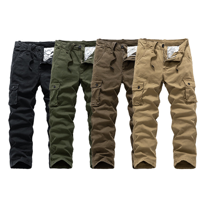 Herren Robust-Canvas Cargohhose mit Tunnelzugbund, Knieabnähern und Mehrfach-Klappentaschen Drune