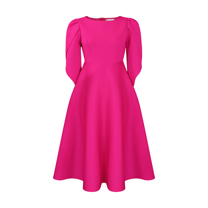 Damen Elegantes Abendkleid mit Handballenärmel und schwingendem Rock Drune