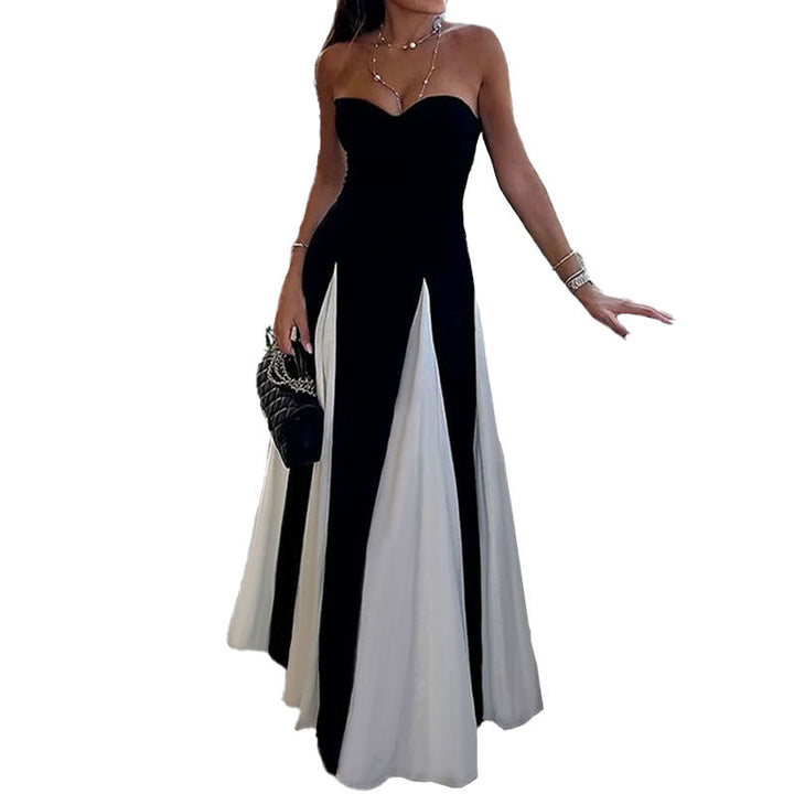 Damen Elegantem Abendkleid mit Herz-Ausschnitt und vertikalen Einsätzen Drune