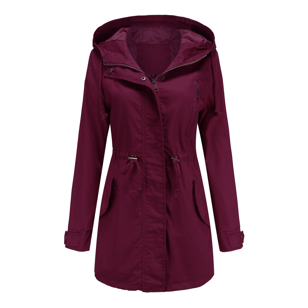Damen nan leichter Parka mit Kapuze, Kordelzug und verdecktem Reißverschluss Drune
