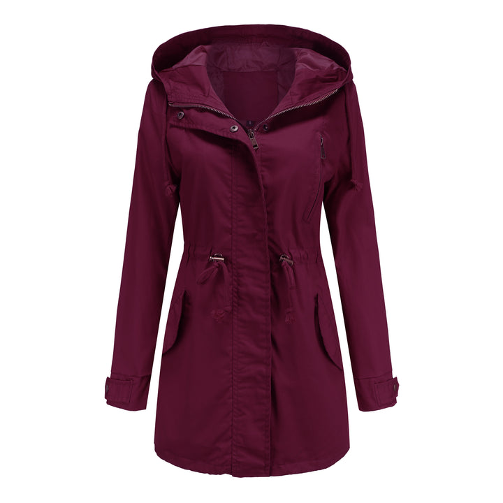 Damen nan leichter Parka mit Kapuze, Kordelzug und verdecktem Reißverschluss Drune