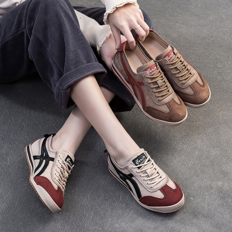Damen Retro-Style Sneaker mit Premium-Leder und bequemer Sohle Drune