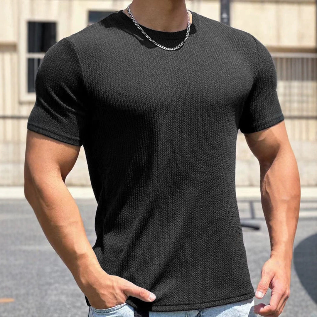 Herren strukturiertes T-Shirt in schlanker Passform mit Rundhalsausschnitt Drune