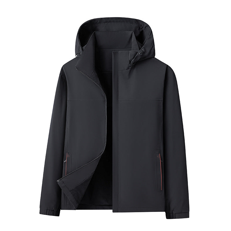 Herren Wasserabweisende Softshell-Jacke mit Kapuze nahtminimaler Optik & Brusttasche Drune