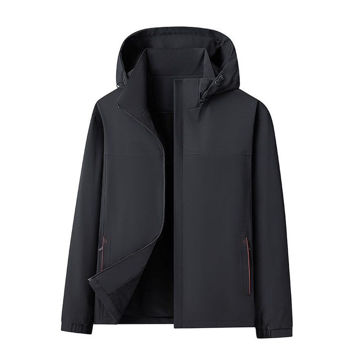 Herren Wasserabweisende Softshell-Jacke mit Kapuze nahtminimaler Optik & Brusttasche Drune