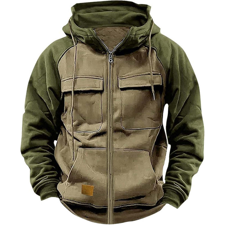 Herren nan Utility-Kapuzenjacke mit Materialmix, Brusttaschen und Reißverschluss Drune