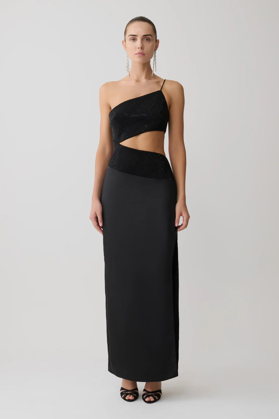 Damen Elegantes Maxikleid mit asymmetrischem Schnitt und raffiniertem Cut-Out Drune