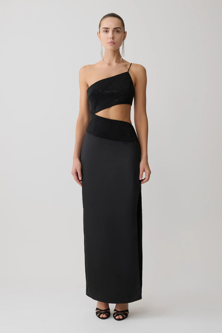 Damen Elegantes Maxikleid mit asymmetrischem Schnitt und raffiniertem Cut-Out Drune