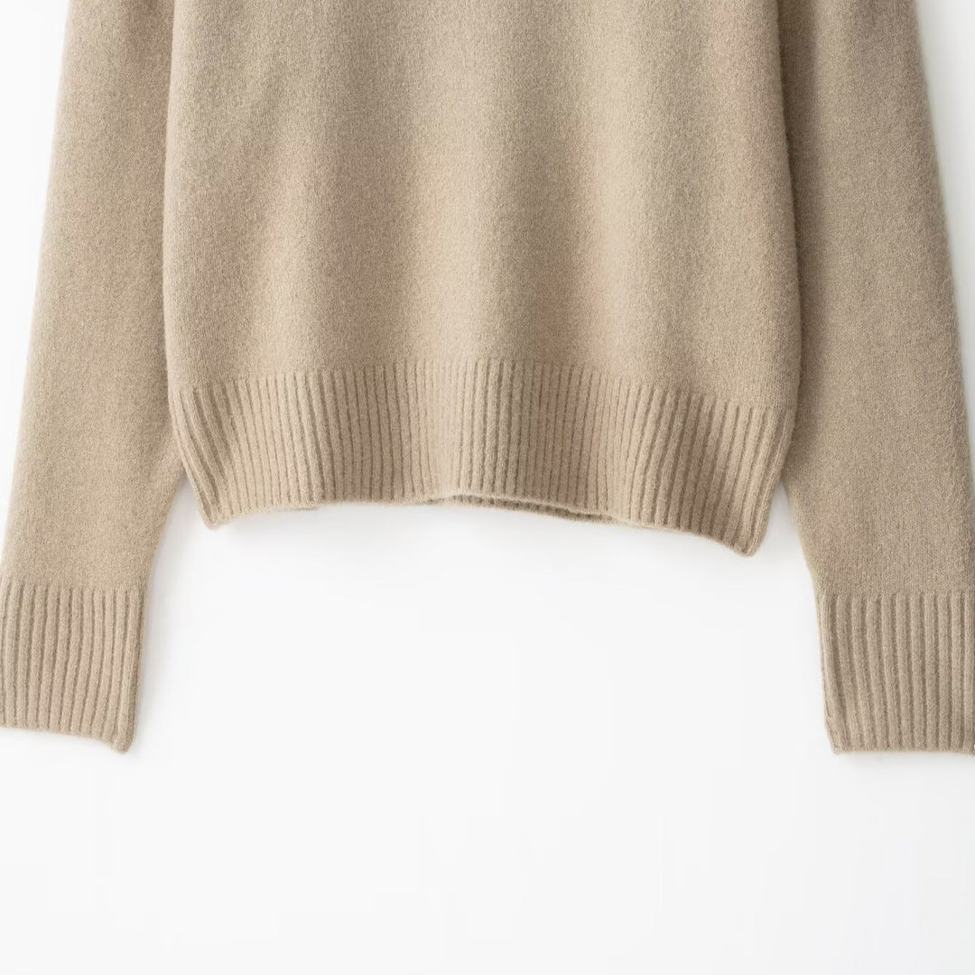 Damen Oversize-Feinstrickpullover mit Rundhalsausschnitt, überschnittener Schulter und extra langen Rippbündchen Drune