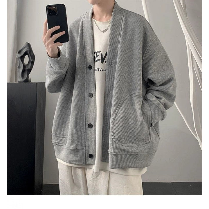 Damen lässige Strickjacke mit tiefem V-Ausschnitt und praktischen Taschen Drune