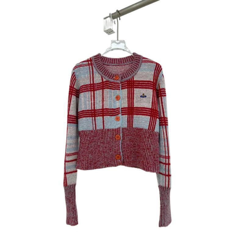 Damen modischer Karomuster Cardigan Drune
