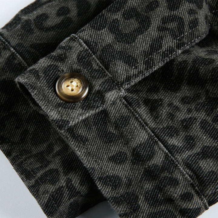 Herren Weite Boxy-Jacke mit Leoprint, durchgehendem Reißverschluss und elastischem Saum Drune