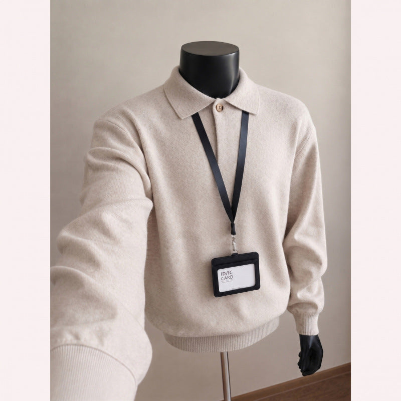 Herren Lässiger Strickpullover mit Polokragen Drune